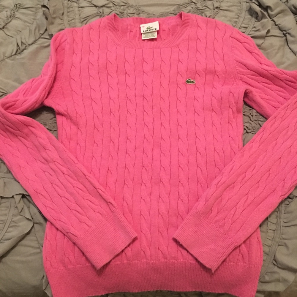 Lacoste • Pink Cable Knit Cotton Sweater • Size 40